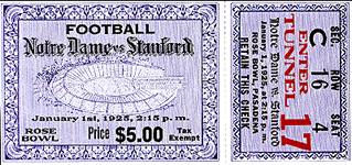 1925 Rose Bowl Ticket
